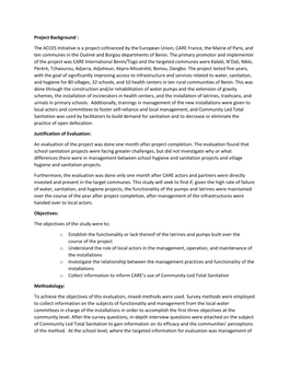 The ACCES Initiative Is a Project Cofinanced by the European Union, CARE France, the Mairie of Paris, and Ten Communes in the Ouémé and Borgou Departments of Benin