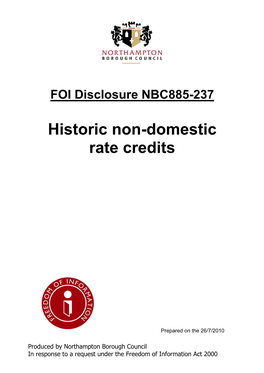 Historic Non-Domestic Rate Credits