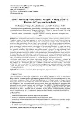 A Study of MPTC Elections in Telangana State, India