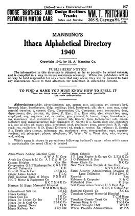 Ithaca Alphabetical Directory 1940