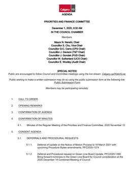 Priorities and Finance Committee Agenda Package