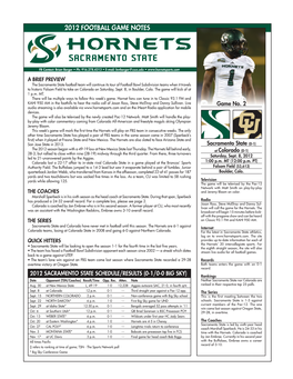 2012 Football Game Notes