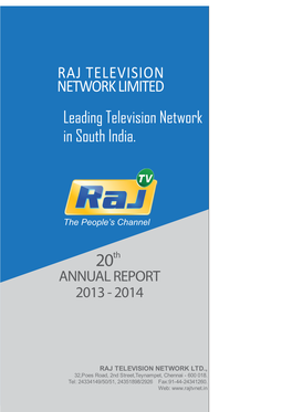 RAJ TELEVISION NETWORK LIMITED Leading Television Network in South India