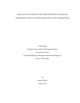 Molecular Functions of the Rad9a-Rad1-Hus1 Dna Damage