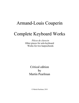 Armand-Louis Couperin Complete Keyboard Works