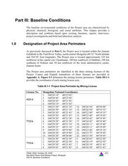 Part III: Baseline Conditions