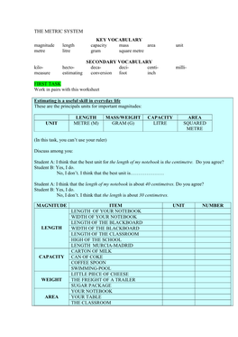 Unit 6 the METRIC SYSTEM
