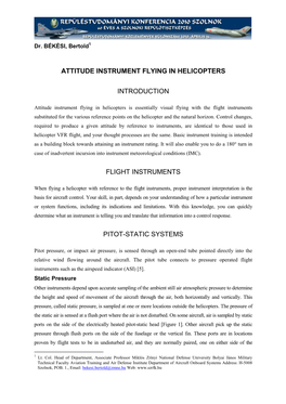 Attitude Instrument Flying in Helicopters Introduction