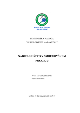 Nabiralništvo V Smrekovškem Pogorju