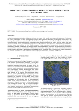 3D Documentation and Virtual Archaeological Restoration of Macedonian Tombs