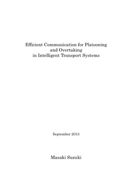 Efficient Communication for Platooning and Overtaking in Intelligent Transport Systems(本文)