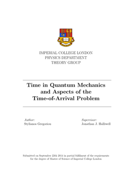 Time in Quantum Mechanics and Aspects of the Time-Of-Arrival Problem