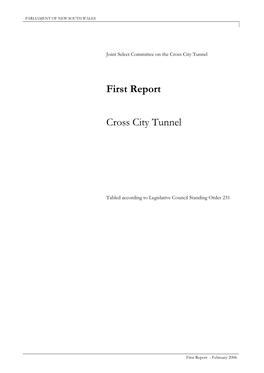 First Report Cross City Tunnel