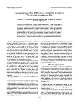 Measuring Individual Differences in Implicit Cognition: the Implicit Association Test