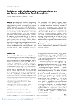 Exploitation and Trade of Australian Seahorses, Pipehorses, Sea Dragons and Pipefishes (Family Syngnathidae)