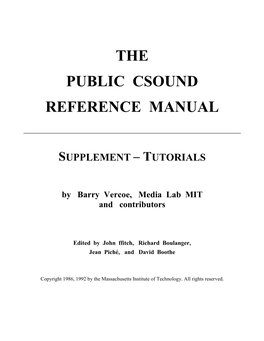 The Public Csound Reference Manual