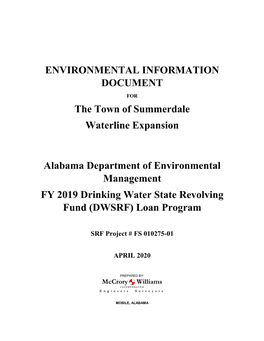 Environmental Information Document the Town of Summerdale Waterline Expansion