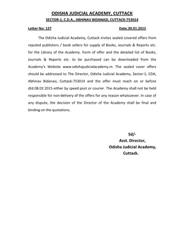 Odisha Judicial Academy, Cuttack Sector-1, C.D.A., Abhinav Bidanasi, Cuttack-753014