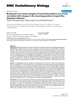 Bending for Love: Losses and Gains of Sexual Dimorphisms Are Strictly