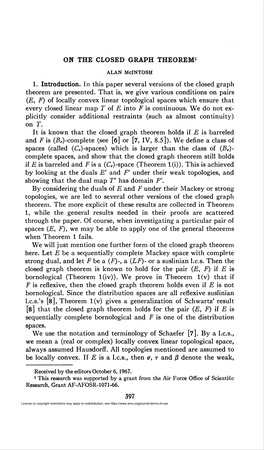 On the Closed Graph Theorem1