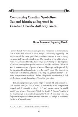 Constructing Canadian Symbolism: National Identity As Expressed in Canadian Heraldic Authority Grants