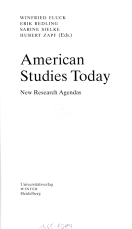 American Studies Today New Research Agendas