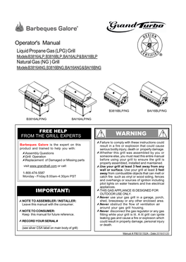 WARNING Operator's Manual