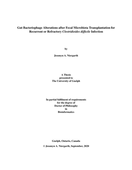 Gut Bacteriophage Alterations After Fecal Microbiota Transplantation for Recurrent Or Refractory Clostridioides Difﬁcile Infection