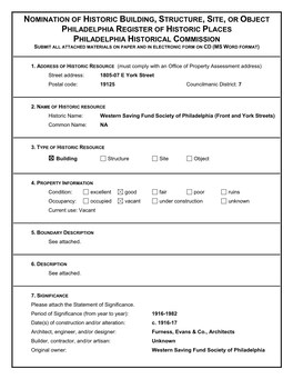 Western Savings Fund Society 1805-07 E