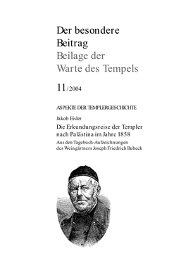 Der Besondere Beitrag Beilage Der Warte Des Tempels