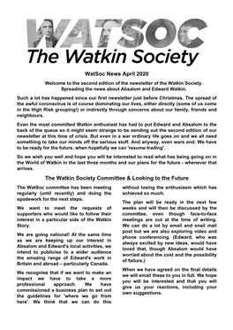 Watsoc News April 2020 the Watkin Society Committee & Looking to The