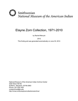 Elayne Zorn Collection, 1971-2010