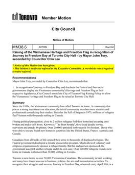 Member Motion City Council MM38.6