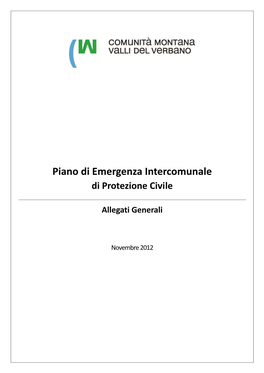 Piano Di Emergenza Intercomunale Di Protezione Civile