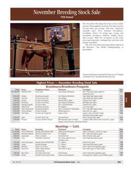 November Breeding Stock Sale 75Th Annual