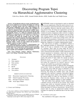 Discovering Program Topoi Via Hierarchical Agglomerative Clustering Carlo Ieva, Member, IEEE, Arnaud Gotlieb Member, IEEE, Souhila Kaci and Nadjib Lazaar