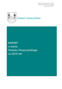 RAPORT O Stanie Powiatu Piaseczyńskiego Za 2019 Rok