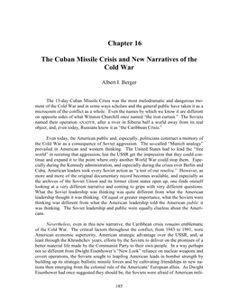 Cuban Missile Crisis and New Narratives of the Cold War