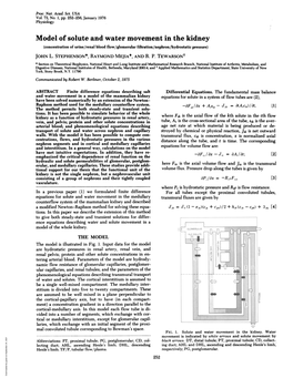 Model of Solute and Water Movement in the Kidney (Concentration of Urine/Renal Blood Flow/Glomerular Filtration/Nephron/Hydrostatic Pressure) JOHN L