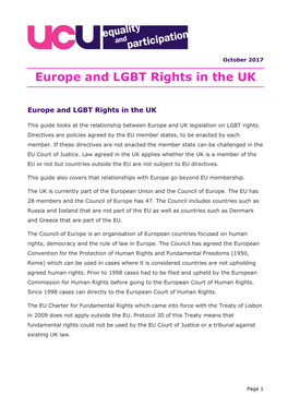 Europe and LGBT Rights in the UK