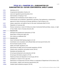 Subchapter Iii—Outer Continental Shelf Lands