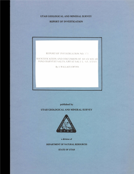 Indentification and Discussion of Amax Solar Pond Harvest Salts Great Salt Lake Utah