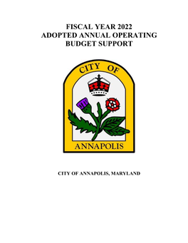 Fiscal Year 2022 Adopted Annual Operating Budget Support