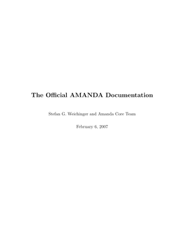 The Official AMANDA Documentation