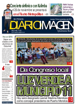 DIARIOIMAGEN QUINTANAROO Jueves 19 De Noviembre De 2015 Derecho De Réplica Tomarán Protesta Al Concejo