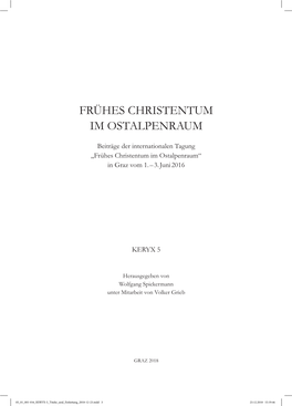 Frühes Christentum Im Ostalpenraum