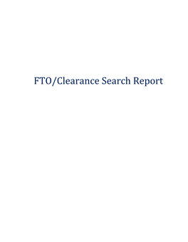 FTO/Clearance Search Report