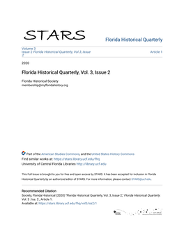 Florida Historical Quarterly, Vol. 3, Issue 2