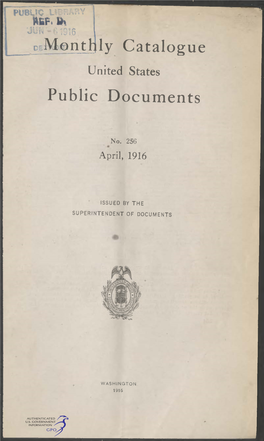 Monthly Catalogue, United States Public Documents, April 1916