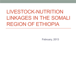 Livestock-Nutrition Linkages in the Somali Region of Ethiopia